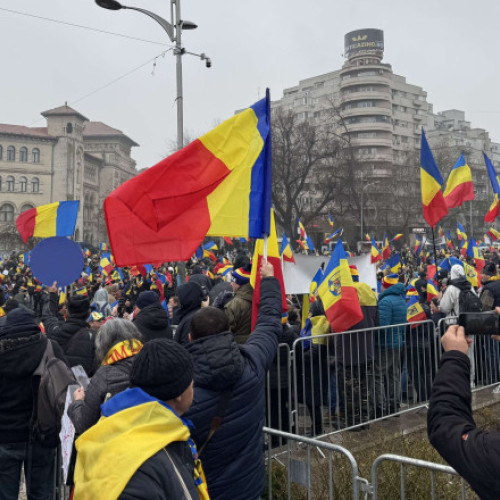 Miting AUR în Piața Universității împotriva guvernului Ciolacu