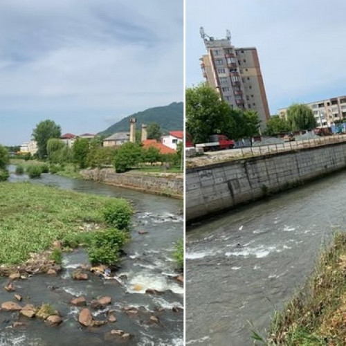 Lucrări de întreținere a albiei râului Sasar în Maramureș