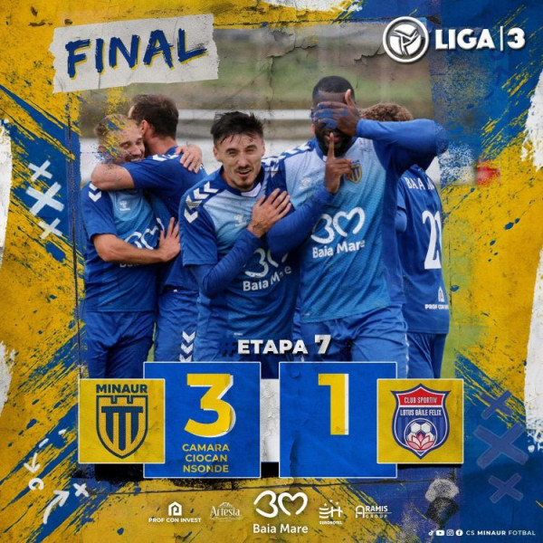 CS Minaur câștigă cu 3-1 meciul cu Lotus Băile Felix în Liga a III-a