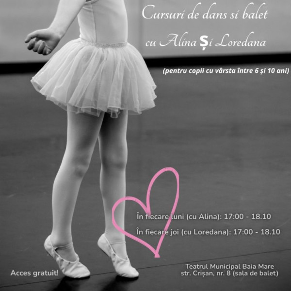 Reîncep cursurile gratuite de dans și balet pentru copii la Teatrul Municipal Baia Mare