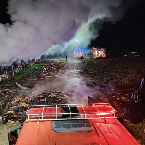 Incendiu la o fermă de păsări din Ariniș, lichidat de pompieri noaptea trecută
